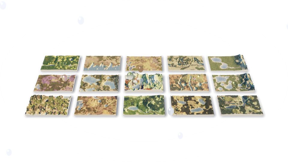 Fifteen parks on one white table